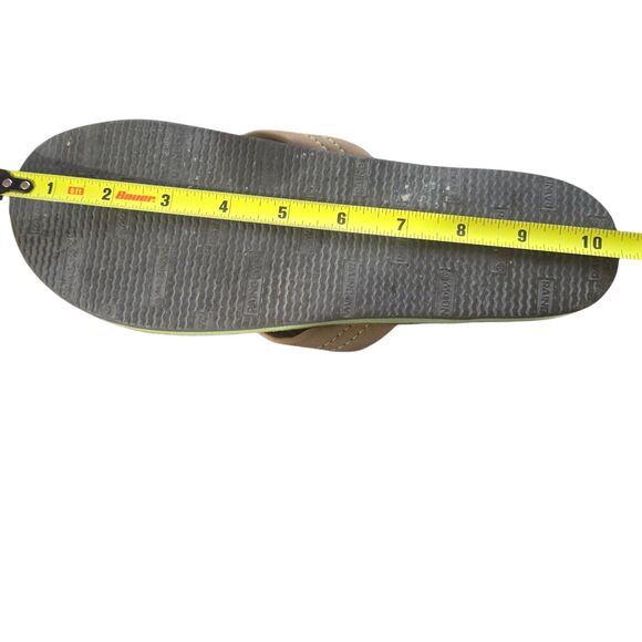 Rainbow Sandals Men's Sz 7.5 - 8.5 Tan Green 1 " Leather Straps Double Layer - Picture 14 of 15